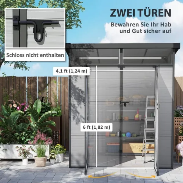 Rootz Garden Shed Bike Shelter - Værktøjsopbevaring - Låselige døre - Holdbar og vejrbestandig - 1,9 m x 1,9 m x 2,15m Skure, Garager & Carports