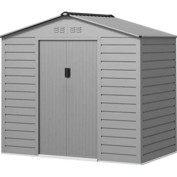 New Rootz Garden Tool Shed - Stålopbevaring - Låsbar opbevaring - Vandtæt og ventileret - 213 cm x 131 cm x 192 cm Skure, Garager & Carports