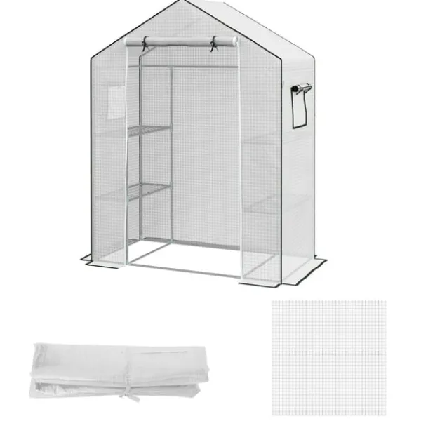 Clearance Rootz Greenhouse Film Cover - UV -beskyttet udskiftning Tarp - Tårebestandig plast - 140x73x190cm hvid Drivhus