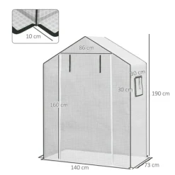 Clearance Rootz Greenhouse Film Cover - UV -beskyttet udskiftning Tarp - Tårebestandig plast - 140x73x190cm hvid Drivhus