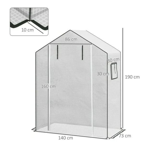 Clearance Rootz Greenhouse Film Cover - UV -beskyttet udskiftning Tarp - Tårebestandig plast - 140x73x190cm hvid Drivhus