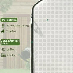 Clearance Rootz Greenhouse Film Cover - UV -beskyttet udskiftning Tarp - Tårebestandig plast - 140x73x190cm hvid Drivhus