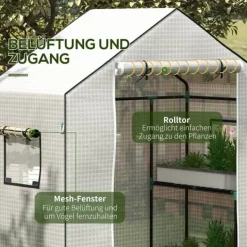 Clearance Rootz Greenhouse Film Cover - UV -beskyttet udskiftning Tarp - Tårebestandig plast - 140x73x190cm hvid Drivhus