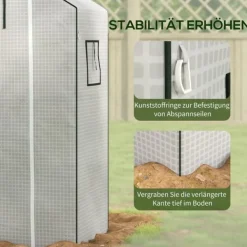Clearance Rootz Greenhouse Film Cover - UV -beskyttet udskiftning Tarp - Tårebestandig plast - 140x73x190cm hvid Drivhus
