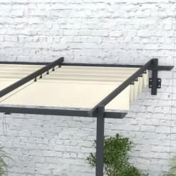 Clearance Rootz Havepavillon - Udtrækkeligt tag - Vægmonteret - Metalramme - Stål - Polyester - Cremehvid - 297L x 297W x 200/230H cm Buer, Spalier, Lysthuse Uden Tag