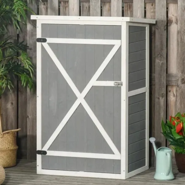 Discount Rootz Haveskur - Haveopbevaringsskur - Haveskab - Redskabsskur - Haveredskabsskur - Grå - 75 x 56 x 115cm Skure, Garager & Carports