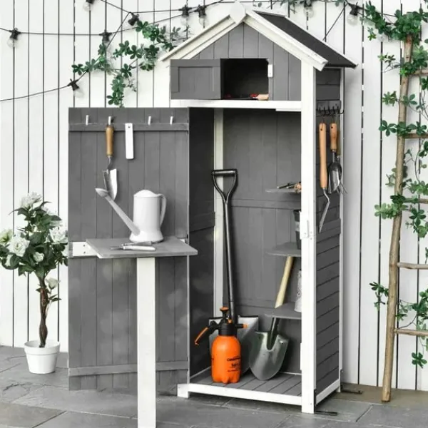 New Rootz Haveskur - Haveopbevaringsskur - Haveskab - Træredskabsskur - Haveopbevaringsskab - Grå - 78 x 52,5 x 182 cm Skure, Garager & Carports