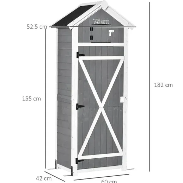 New Rootz Haveskur - Haveopbevaringsskur - Haveskab - Træredskabsskur - Haveopbevaringsskab - Grå - 78 x 52,5 x 182 cm Skure, Garager & Carports