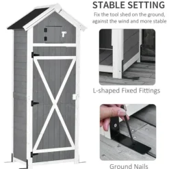 New Rootz Haveskur - Haveopbevaringsskur - Haveskab - Træredskabsskur - Haveopbevaringsskab - Grå - 78 x 52,5 x 182 cm Skure, Garager & Carports