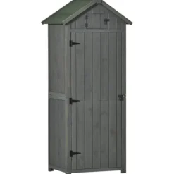 Clearance Rootz Haveskur - Haveopbevaringsskur - Haveskab - Haveredskabsskur - Grå/grøn - 77 x 54,2 x 179 cm Skure, Garager & Carports