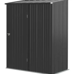 Best Rootz Haveskur - Værktøjsskur - Udendørs opbevaring - Vejrbestandig - Låsbar dør - Rummeligt interiør - 161,5 cm x 94,5 cm x 196 cm - Galvaniseret stå | CDON Skure, Garager & Carports