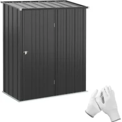 Best Rootz Haveskur - Værktøjsskur - Udendørs opbevaring - Vejrbestandig - Låsbar dør - Rummeligt interiør - 161,5 cm x 94,5 cm x 196 cm - Galvaniseret stå | CDON Skure, Garager & Carports