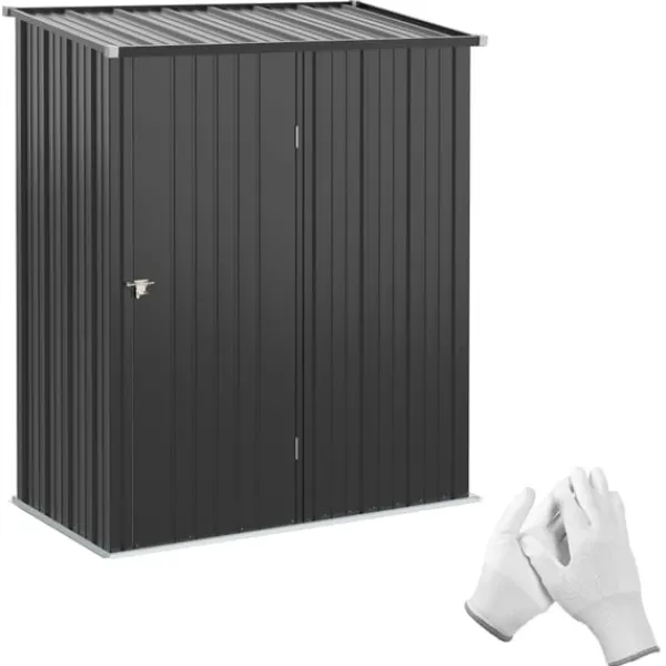 Best Rootz Haveskur - Værktøjsskur - Udendørs opbevaring - Vejrbestandig - Låsbar dør - Rummeligt interiør - 161,5 cm x 94,5 cm x 196 cm - Galvaniseret stå | CDON Skure, Garager & Carports