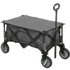Discount Rootz Havevogn - Cargo Traile On Wheels - Sammenklappelig vogn - 5 sidelommer - Justerbart håndtag - Op til 120 Kg - Stål - Mørkegrå - 100 x 55 x 93 c | CDON Haveværktøj