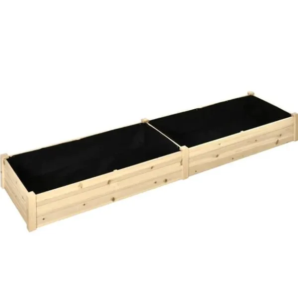 Discount Rootz Højbed - 2 planteområder - Indvendig foring lavet af fleece - Vejrbestandig - Massivt træ - 244 cm x 61,5 cm x 27 cm Plantningsbænke