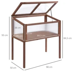 Sale Rootz Højbed - Vækstbord - Urtebed - Plantekasse Til haven - Altan Og Terrasse - Grantræ - PC Board - Brun - 90 x 50 x 93 cm Plantningsbænke