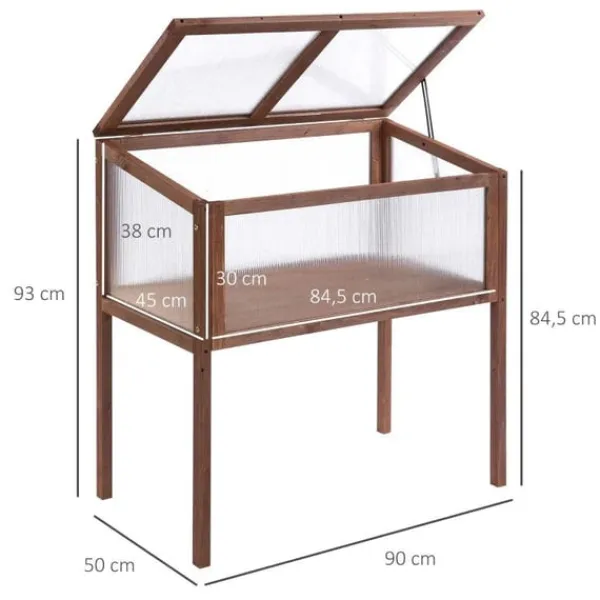 Sale Rootz Højbed - Vækstbord - Urtebed - Plantekasse Til haven - Altan Og Terrasse - Grantræ - PC Board - Brun - 90 x 50 x 93 cm Plantningsbænke