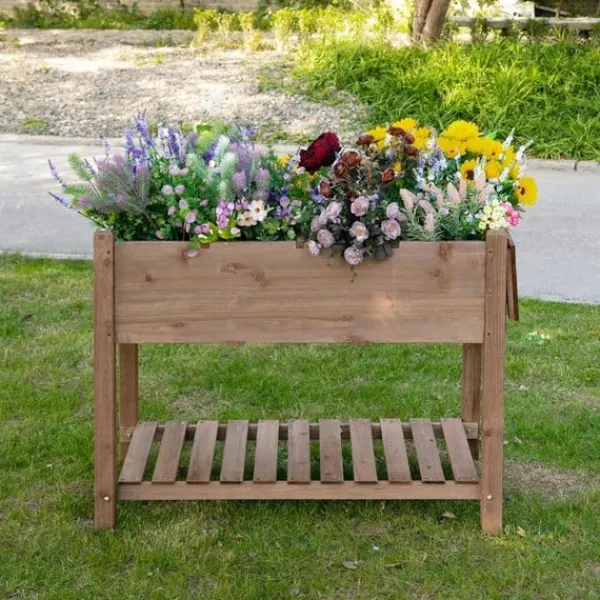 Plantningsbænke^Rootz højbed i træ - Haveplantestativ - Blomsterkasse - Urtepotte - Blomsterbed - Urtebed - 123 x 54 x 74 cm