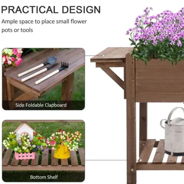 Plantningsbænke^Rootz højbed i træ - Haveplantestativ - Blomsterkasse - Urtepotte - Blomsterbed - Urtebed - 123 x 54 x 74 cm