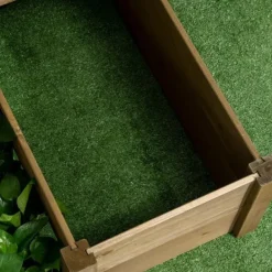Plantningsbænke^Rootz Højseng - 4 plantekasser på 3 niveauer - Vejrbestandig - Massivt træ - Naturlig - 122 cm x 122 cm x 51 cm