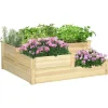 Plantningsbænke^Rootz Højseng med 3 Plantekasser - 3 Etagers Design - Mere åben bund - Naturlig - 108 cm x 88 cm x 36 cm