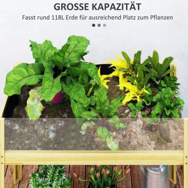 Rootz hævet havebed - planteboks - blomsterplanter - optimal dræning - 110 x 50 x 80 cm Plantningsbænke
