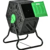 Clearance Rootz 65L kompostbeholder - Rotatabel komposter - Termisk kompostbakke - næringsrige kompost - 60x49x77cm - Grøn+sort Kompostering