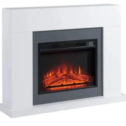Sale Rootz LED elektrisk pejs - Fritstående pejs - Med flammeeffekt - 1800/2000W Indvendig varme - Med træramme - Dekorativ pejs - MDF - Hvid - 113 x 26,6 | CDON Pejse