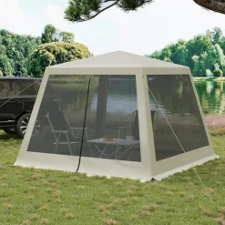 Online Rootz Outdoor Pavillion - Gazebo - Havely - UV-beskyttelse - Insektfrit mesh - Robust metalramme - 300 cm x 250 cm x 300 cm Telte & Lysthuse