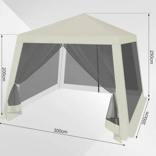 Online Rootz Outdoor Pavillion - Gazebo - Havely - UV-beskyttelse - Insektfrit mesh - Robust metalramme - 300 cm x 250 cm x 300 cm Telte & Lysthuse