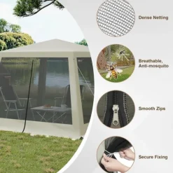 Online Rootz Outdoor Pavillion - Gazebo - Havely - UV-beskyttelse - Insektfrit mesh - Robust metalramme - 300 cm x 250 cm x 300 cm Telte & Lysthuse