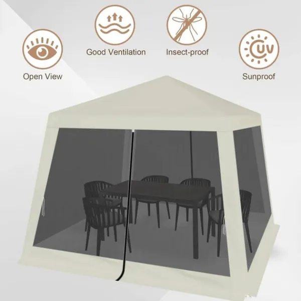 Online Rootz Outdoor Pavillion - Gazebo - Havely - UV-beskyttelse - Insektfrit mesh - Robust metalramme - 300 cm x 250 cm x 300 cm Telte & Lysthuse