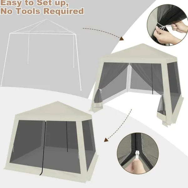Online Rootz Outdoor Pavillion - Gazebo - Havely - UV-beskyttelse - Insektfrit mesh - Robust metalramme - 300 cm x 250 cm x 300 cm Telte & Lysthuse