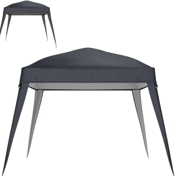 Telte & Lysthuse^Rootz Pavilion Udskiftningstak - Haveteltafdækning - Tarpaulin baldakin - UPF50+ beskyttelse - 3x3m base, 2,4x2,4 m top - Grå Oxford stof