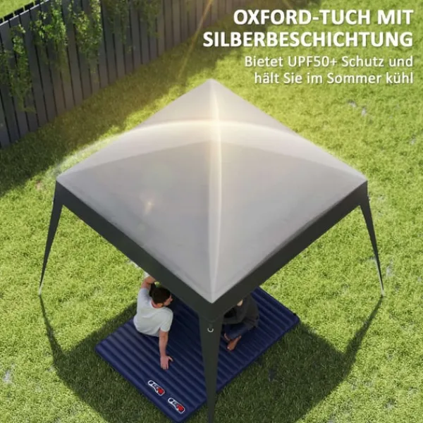 Telte & Lysthuse^Rootz Pavilion Udskiftningstak - Haveteltafdækning - Tarpaulin baldakin - UPF50+ beskyttelse - 3x3m base, 2,4x2,4 m top - Grå Oxford stof