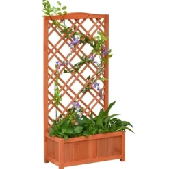 Buer, Spalier, Lysthuse Uden Tag^Rootz Plantekasse - Højbed - Blomsterstativ - Grantræ - Gul - 60 x 30 x 122,5 cm