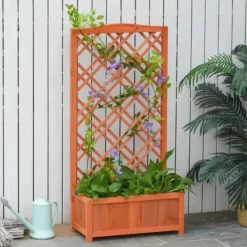 Buer, Spalier, Lysthuse Uden Tag^Rootz Plantekasse - Højbed - Blomsterstativ - Grantræ - Gul - 60 x 30 x 122,5 cm