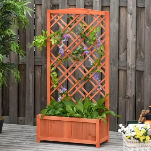 Buer, Spalier, Lysthuse Uden Tag^Rootz Plantekasse - Højbed - Blomsterstativ - Grantræ - Gul - 60 x 30 x 122,5 cm