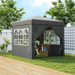 Hot Rootz Pop Up Gazebo - Garden Tent - Outdoor Pavilion - UPF50+ UV -beskyttelse - mørkegrå - 250L x 250W x 268H cm Telte & Lysthuse