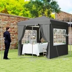 Hot Rootz Pop Up Gazebo - Garden Tent - Outdoor Pavilion - UPF50+ UV -beskyttelse - mørkegrå - 250L x 250W x 268H cm Telte & Lysthuse