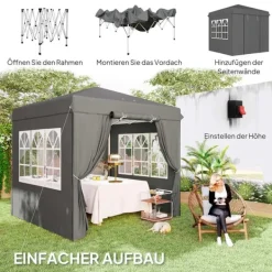 Hot Rootz Pop Up Gazebo - Garden Tent - Outdoor Pavilion - UPF50+ UV -beskyttelse - mørkegrå - 250L x 250W x 268H cm Telte & Lysthuse
