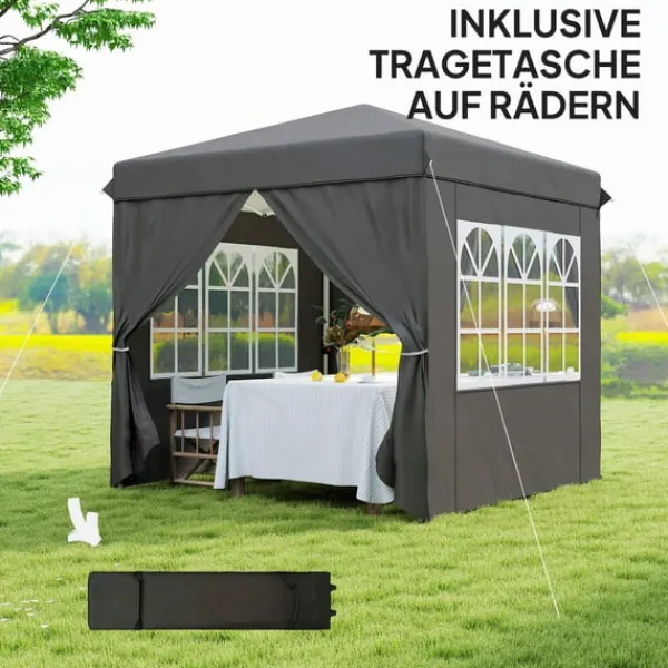Hot Rootz Pop Up Gazebo - Garden Tent - Outdoor Pavilion - UPF50+ UV -beskyttelse - mørkegrå - 250L x 250W x 268H cm Telte & Lysthuse