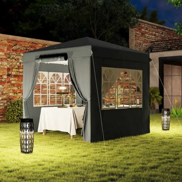 Hot Rootz Pop Up Gazebo - Garden Tent - Outdoor Pavilion - UPF50+ UV -beskyttelse - mørkegrå - 250L x 250W x 268H cm Telte & Lysthuse