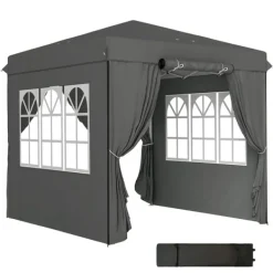 Hot Rootz Pop Up Gazebo - Garden Tent - Outdoor Pavilion - UPF50+ UV -beskyttelse - mørkegrå - 250L x 250W x 268H cm Telte & Lysthuse