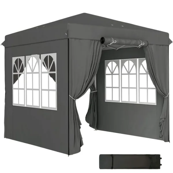 Hot Rootz Pop Up Gazebo - Garden Tent - Outdoor Pavilion - UPF50+ UV -beskyttelse - mørkegrå - 250L x 250W x 268H cm Telte & Lysthuse