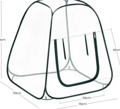 Drivhus^Rootz Pop -Up Greenhouse - Vinterbeskyttelsestelt - Mini Transparent Dubernation - Easy Setup - Understøtter plantevækst - 70x70x80 cm