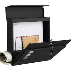 Clearance Rootz Postkasse - Vægbrevkasse - Vægmonteret - Låsbar - Avisrum - Sort - Metal - 37 x 10,5 x 37 cm Postkasser & Brevindkast