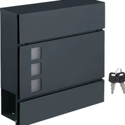 Clearance Rootz Postkasse - Vægbrevkasse - Vægmonteret - Låsbar - Avisrum - Sort - Metal - 37 x 10,5 x 37 cm Postkasser & Brevindkast