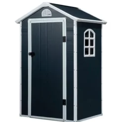 Best Rootz Redskabsskur - Haveskur - Redskabsskur - Ventilationsvindue - Penttag - Metal - Grå - 134 x 104 x 204 cm Skure, Garager & Carports