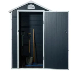 Best Rootz Redskabsskur - Haveskur - Redskabsskur - Ventilationsvindue - Penttag - Metal - Grå - 134 x 104 x 204 cm Skure, Garager & Carports